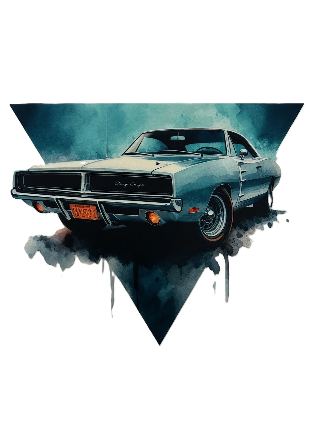 1969 Dodge Charger R/T Watercolor Gildan 3000 Unisex Light Cotton T-Shirt - White