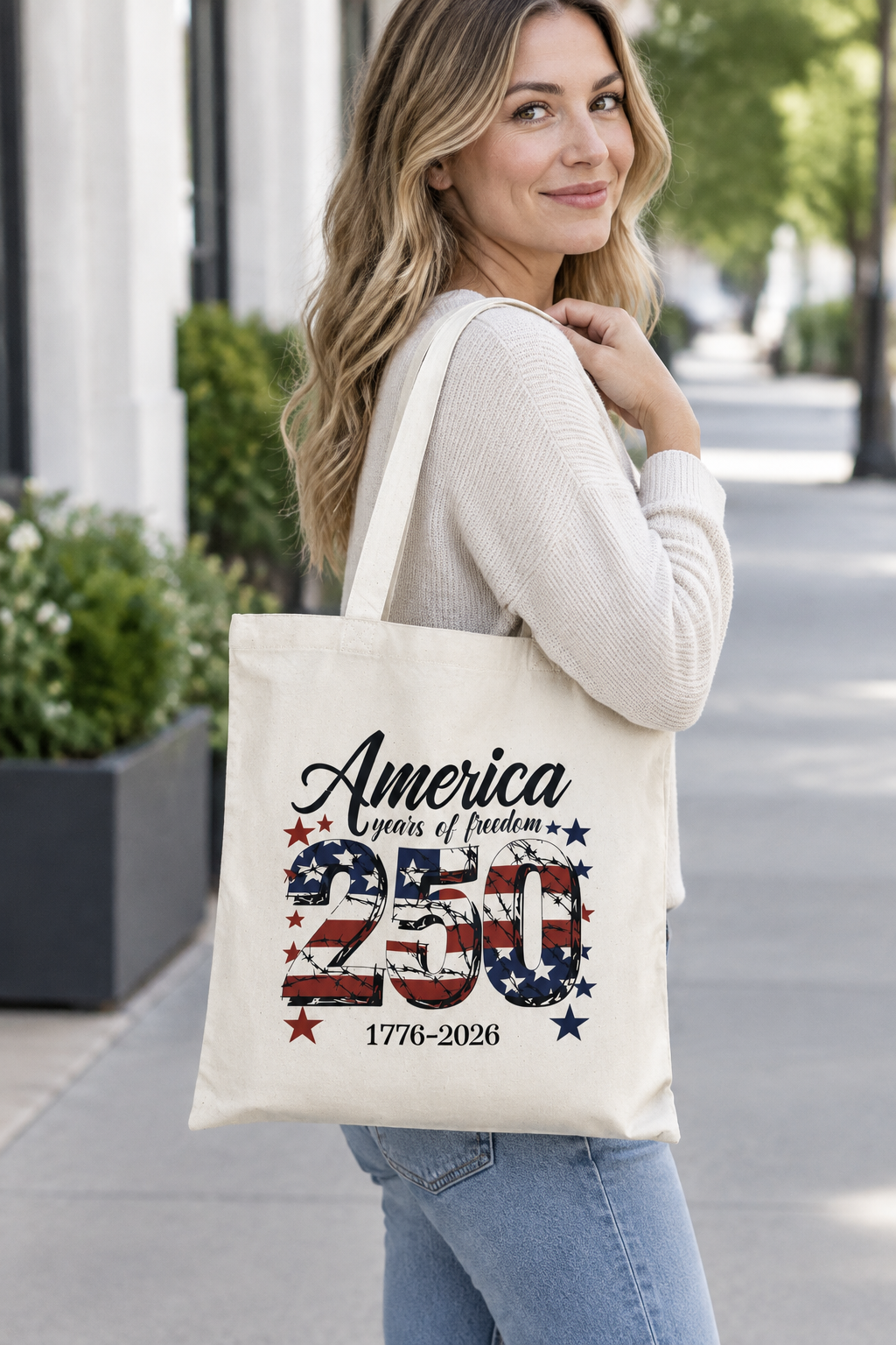 America 250 Patriotic Canvas Tote Bag