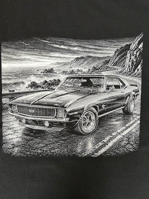 Chevy Camaro SS Coastal Highway Gildan 3000 Unisex Light Cotton T-Shirt - Black