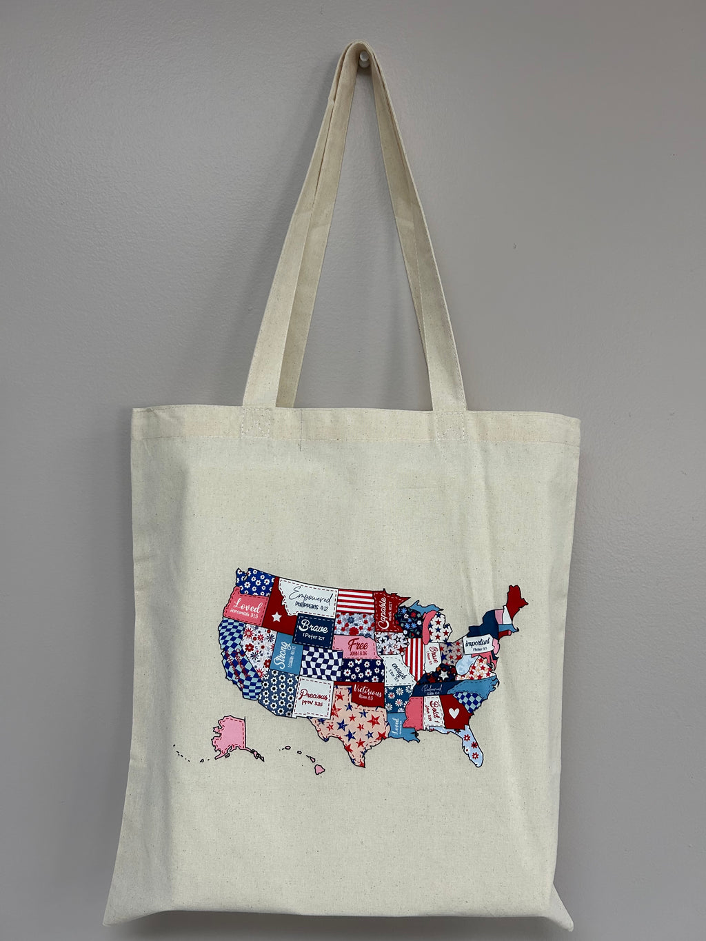 Everyday Canvas Tote Bag- USA map- Biblical
