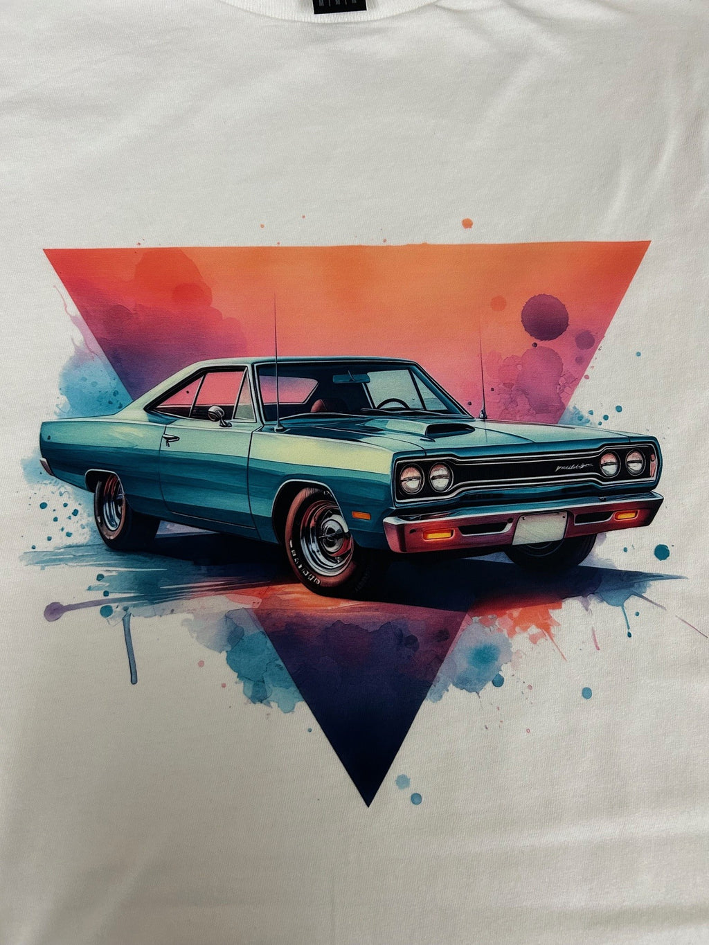 1969 Plymouth Road Runner Watercolor Gildan 3000 Unisex Light Cotton T-Shirt - White