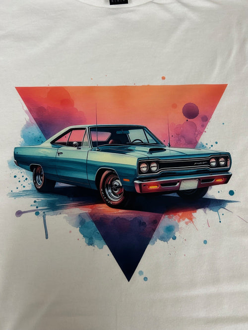1969 Plymouth Road Runner Watercolor Gildan 3000 Unisex Light Cotton T-Shirt - White