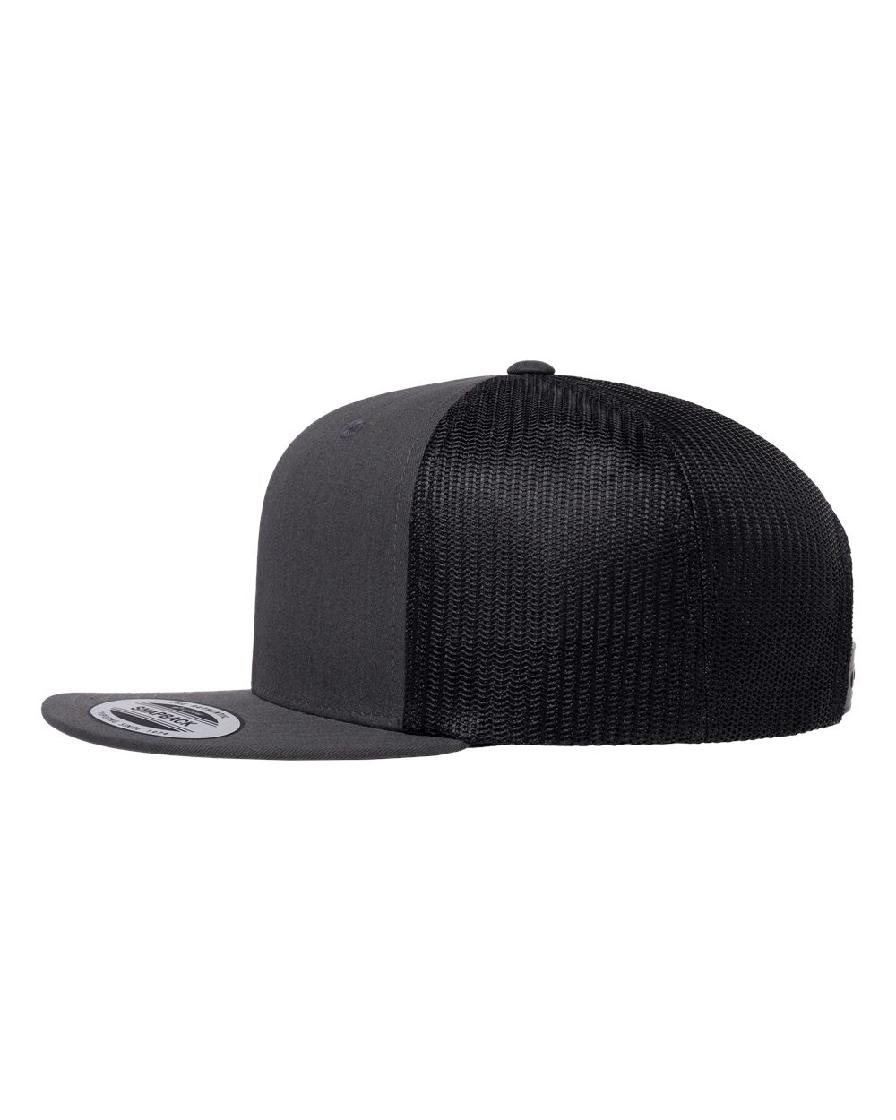 YP Classic I'm Your Huckleberry Patch 6 Panel Retro High-Profile Trucker Hat - Char/Black
