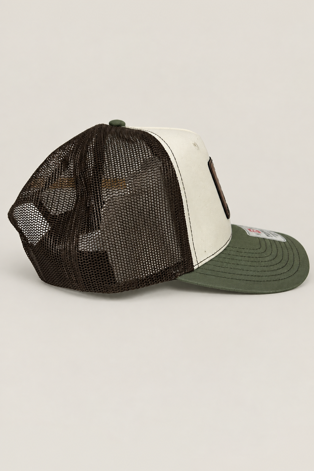 Richardson 112 Don't Tread on Me patch 5 panel Trucker Hat - Beige/Loden/Brown