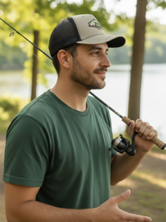 Richardson 112 largemouth bass trucker hat, beige/black, by TRWADE APPAREL