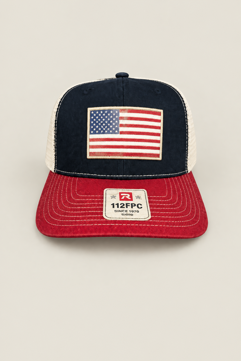 Richardson 112 American Flag Acrylic patch 5 panel Trucker Hat