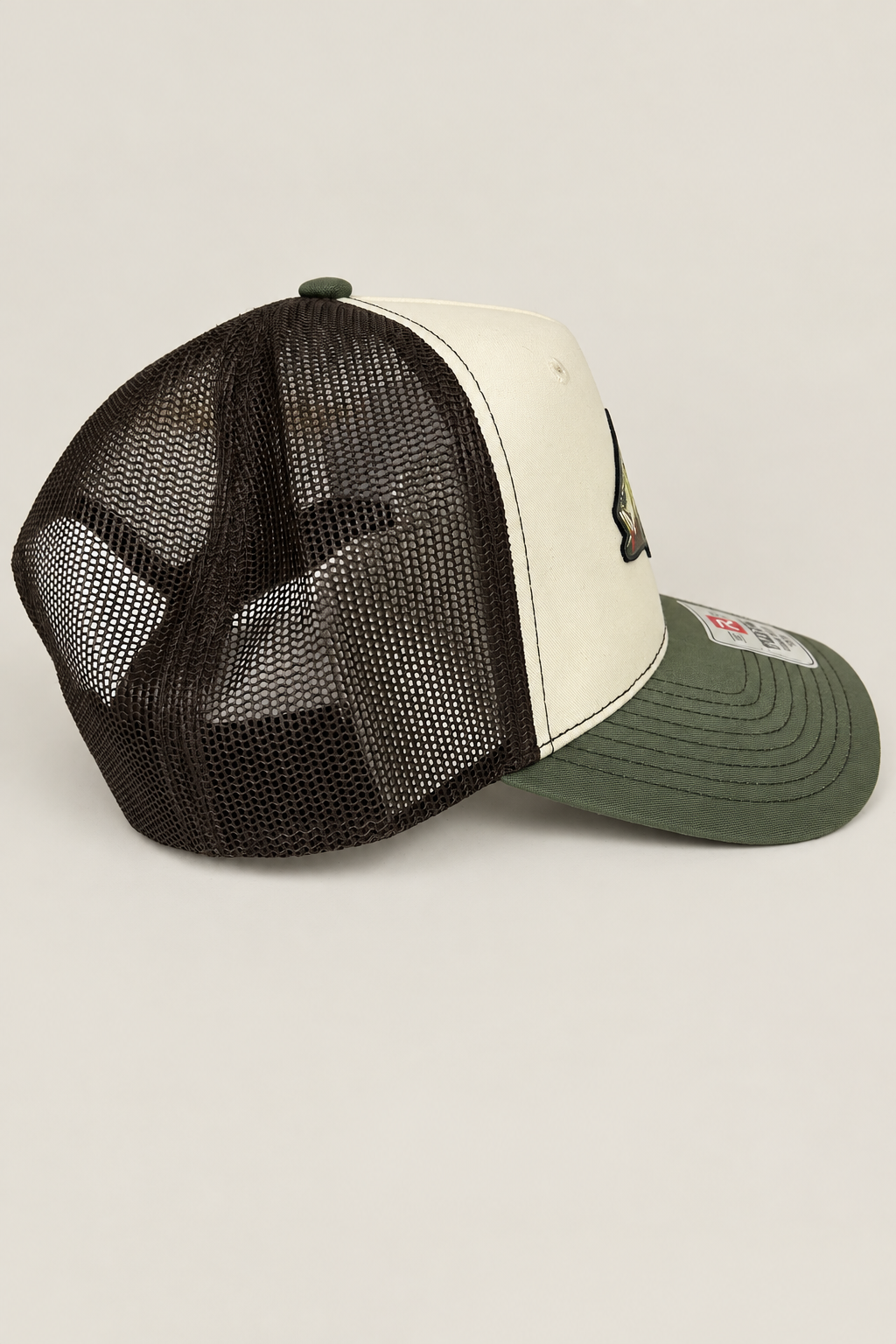 Richardson 112 Largemouth Bass UV patch 5 panel Trucker Hat - Brown/Olive/Cream