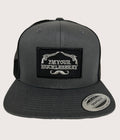 YP Classic I'm Your Huckleberry Patch 6 Panel Retro High-Profile Trucker Hat - Char/Black
