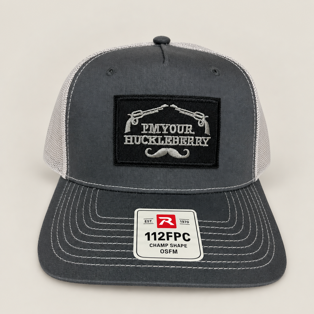 Richardson 112 I'm Your Huckleberry patch 5 panel Trucker Hat-Gray/Silver