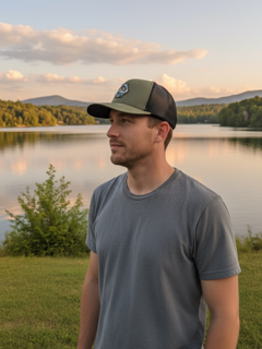 Richardson 112 jumping bass fishing trucker hat, loden green, by TRWADE APPAREL