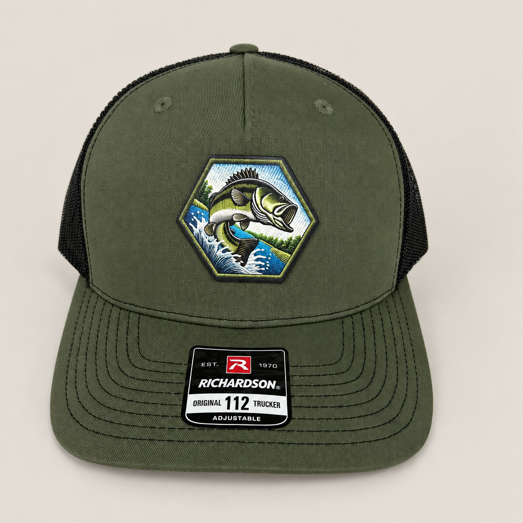 Richardson 112 Bass Fishing UV patch 5 panel Trucker Hat
